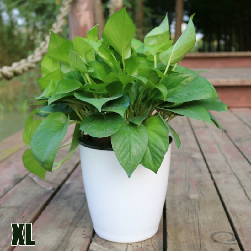 Flower Pot Resin Potted Flower Pot Automatic Water Absorption With Outer Inner Pot Cotton Rope For Soil Planting Water Culture