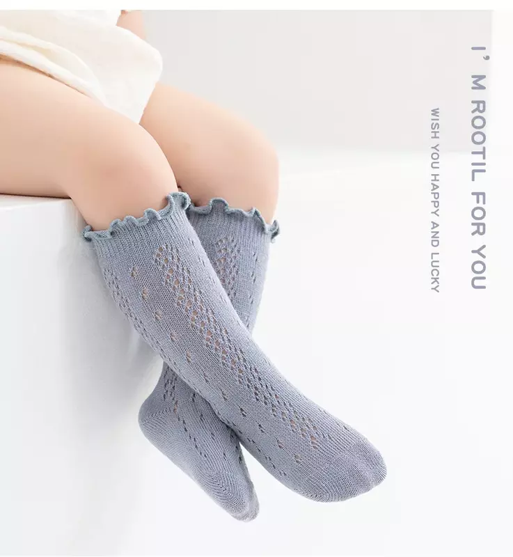 Plissado crianças na altura do joelho meias altas do bebê meninas crianças longo macio algodão meia laço flor crianças recém-nascidos meias para 0-3 anos