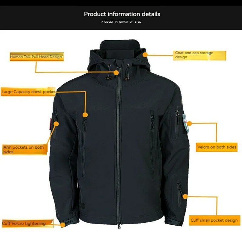 Уличная куртка Sharkskin Softshell, костюм для мужчин, военный Вентилятор, ветрозащитная стеганая куртка для альпинизма