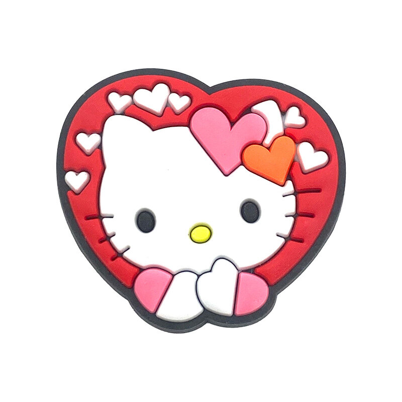 MINISO-Hello Kitty Sanrio Gato Dos Desenhos Animados, Acessórios DIY Encantos Sapato, Tamancos Fivela, Sandálias, Decoração Pin, Presente do Kid, Menina, 1Pc