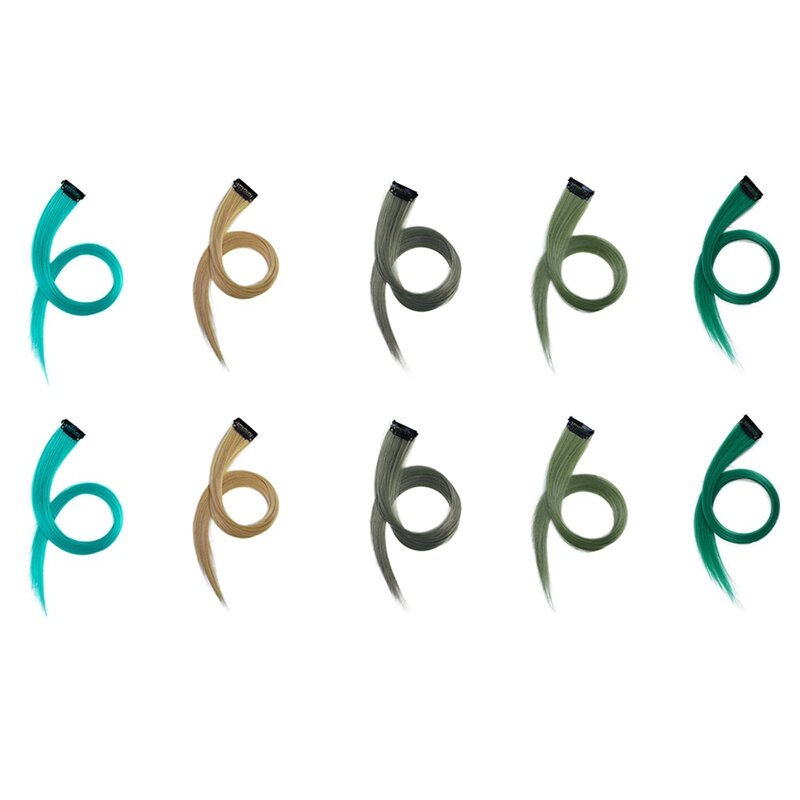 Arco-íris Destacado Hairpin Extensão Do Cabelo, Longo Clipe Reto, Trimmable para a Menina, Cabelo Falso, 3.2x55cm