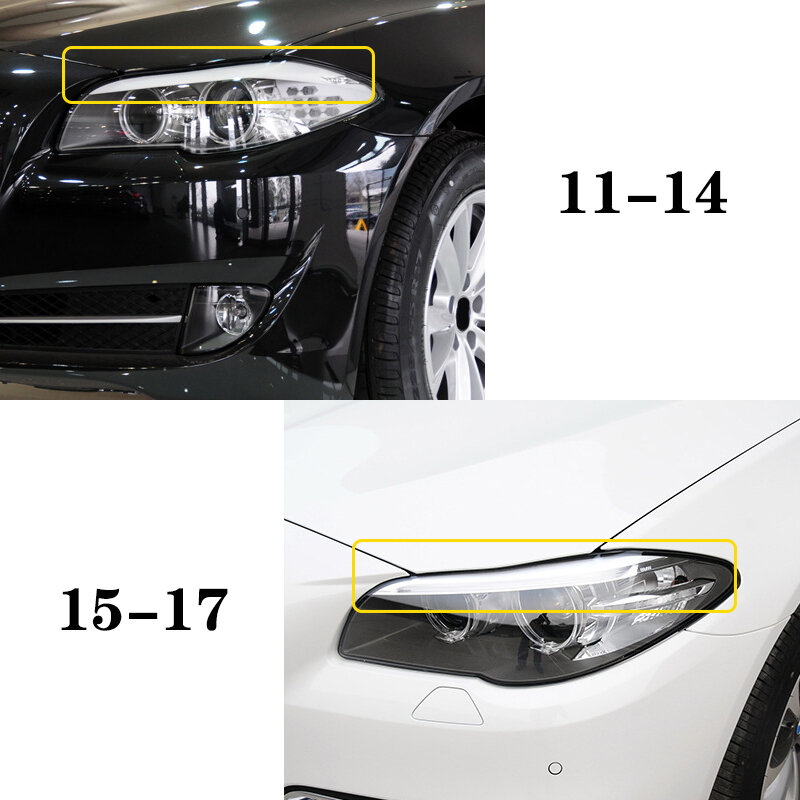자동차 헤드라이트 눈썹 눈꺼풀 램프, 밝은 눈썹 광택 블랙, BMW 5 시리즈 F10 F11 F18 535i 525i 520i 530i 용 액세서리, 11-17