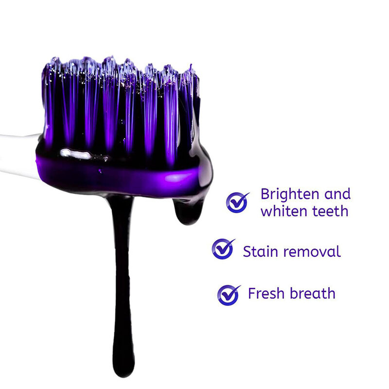 Dentifrice violet pour le blanchiment des dents, anti-pigmentation, livres de dents