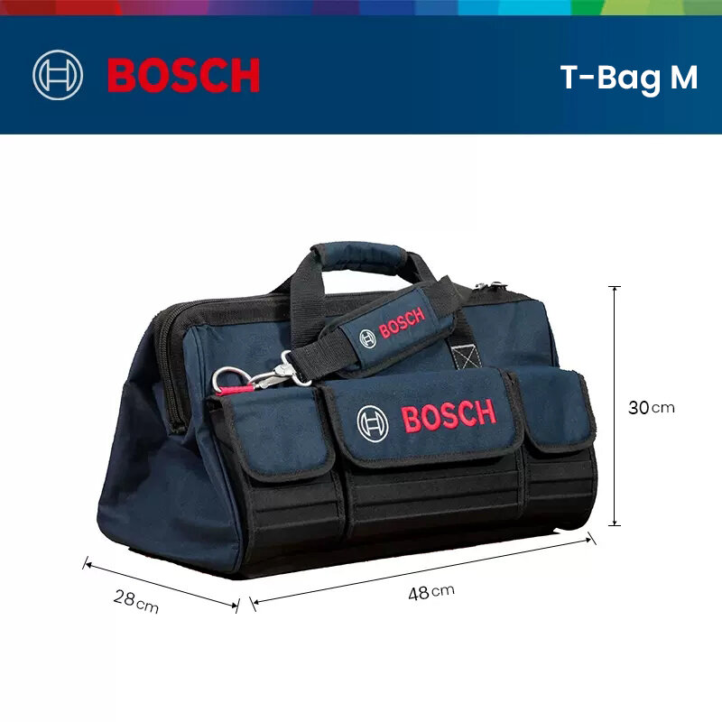 Bosch กระเป๋าเครื่องมือผ้าใบแบบ T-BAG, ถุงเครื่องมือจัดเก็บอุปกรณ์การติดตั้งที่ทนต่อการสึกหรอแบบพกพาการบำรุงรักษาพิเศษสำหรับช่างไฟฟ้า