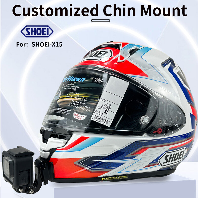TUYU-CNC Alumínio Capacete Chin Mount, Adequado para SHOEI Hornet ADV GT Air 2 X15 X14 Z8 Z7, GoPro, Insta360, DJI Acessórios