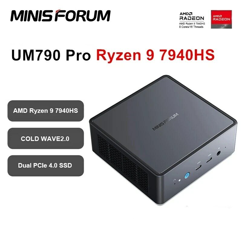 미니 PC 게이머, UM790 UM780 Pro XTX MINISFORUM, AMD Ryzen 9 7940HS 7840HS, 2 * DDR5 5600MHz 2 * PCIE4.0 2 * USB4.0, Windows 11 NUC WiFi6E