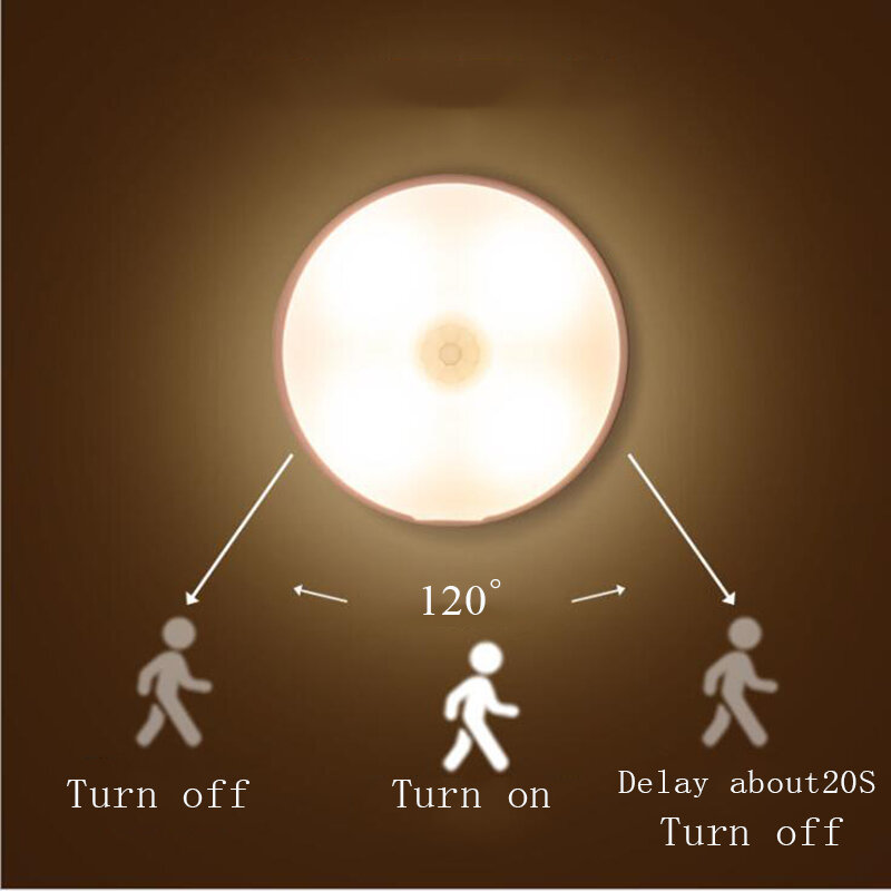 Luz da cozinha do controle remoto sem fio, USB recarregável, pir magnético, sensor de movimento, lâmpada da noite para o quarto, armário