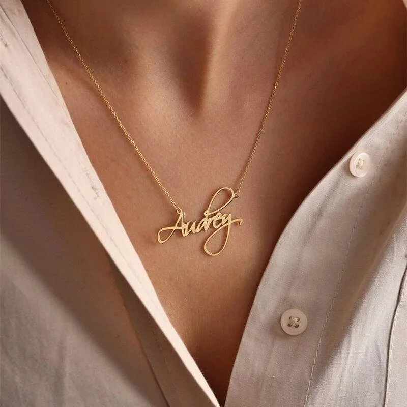 Индивидуальное ожерелье с именной надписью, персонализированная простая подвеска из нержавеющей стали, цепочка до ключиц, женское ювелирное изделие, подарок на день святого валентина