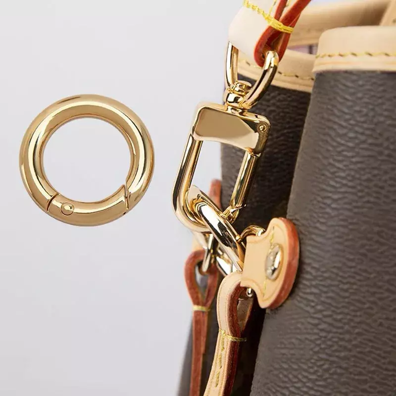 10 buah gantungan kunci Carabiner bulat dapat dibuka DIY cincin O logam gesper pegas gantungan kunci jepit tas klip kancing konektor perhiasan