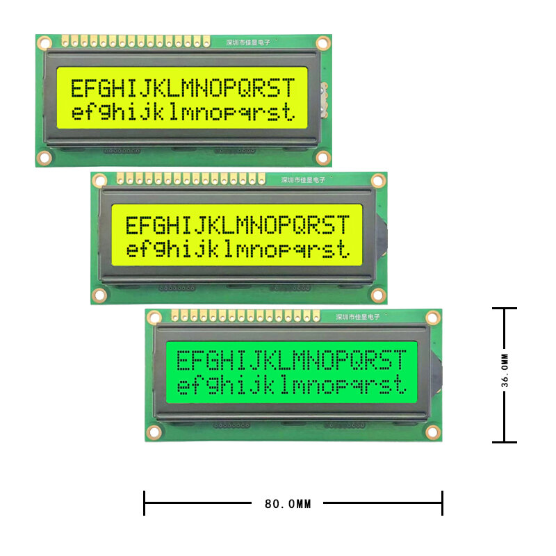 1602a-f 2X16 Layar Lcd 16X02 I2c Modul LCD Hd44780 Drive Beberapa Mode Warna Tersedia 5.0V atau 3.3V Power Supply