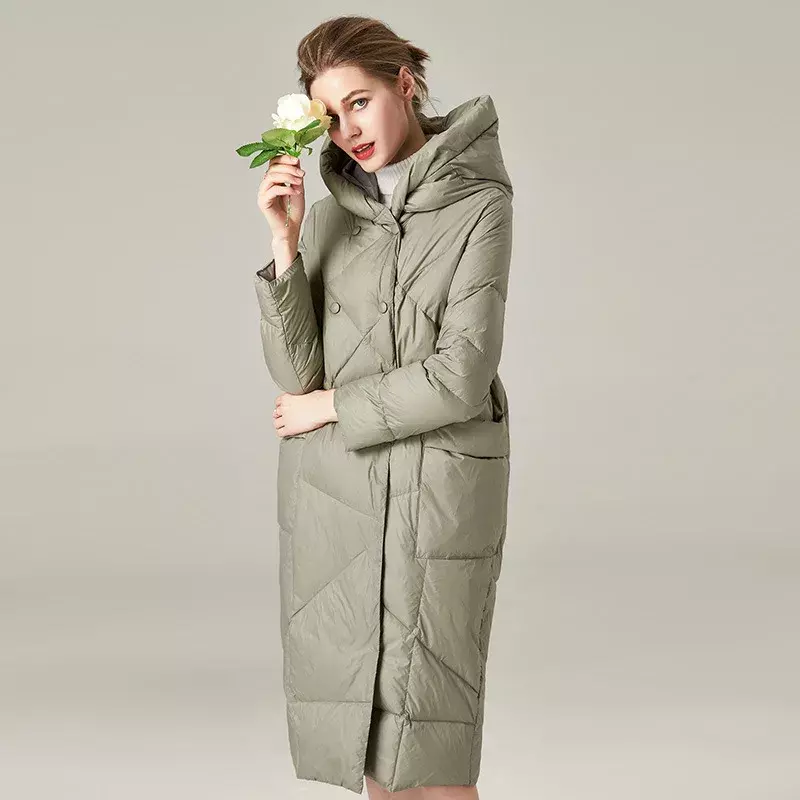 2022 novas mulheres de inverno pato branco para baixo hoodies jaquetas casacos moda casual puffer casacos de esqui quente