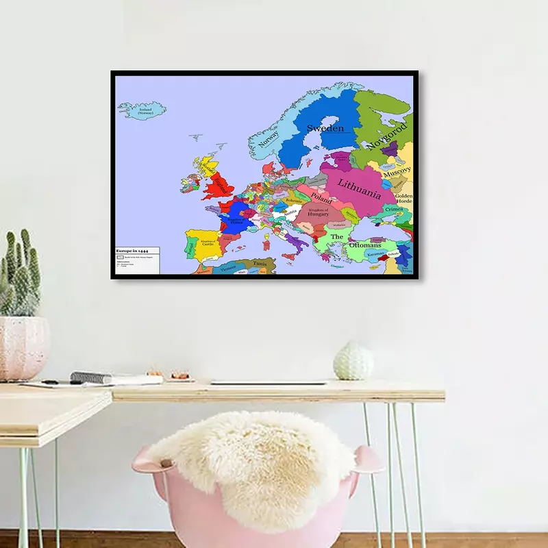 90*60 cm l'europa politica e mappa della strada moderna arte della parete Poster tela pittura decorazione della casa materiale scolastico per bambini