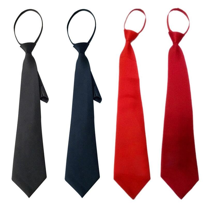 1 szt. Unisex czarne proste krawaty elastyczne koszula mundur garnitur krawaty leniwe krawat męskie kobiety studentki wąskie krawat