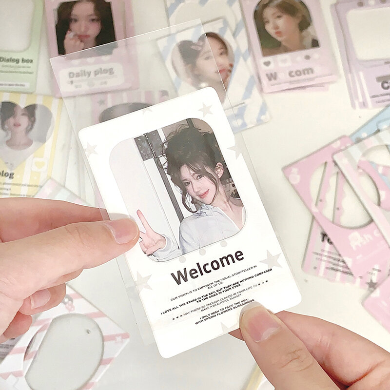 Kawaii 10PCS Mini Hollow Card Head Kpop Photocard Holder Photo Card Collection Bag DIY Photo Bag School Stationery