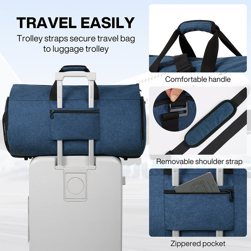 Mixi borsone multifunzionale convertibile per indumenti borsa portaoggetti per abiti con custodia per scarpe bagaglio a mano di grande capacità per i viaggi