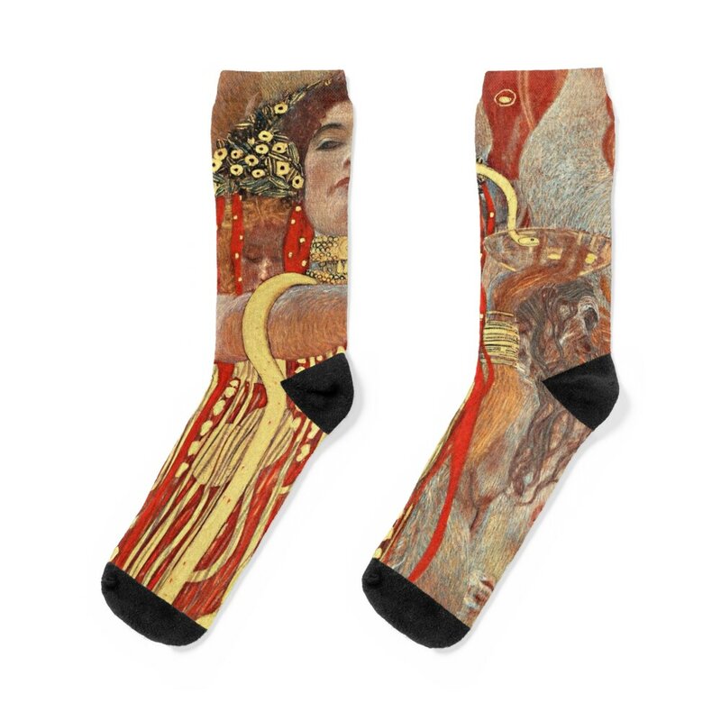 Gustav Klimt-hygiia (1907), (ยา, โดย gustav Klimt) ถุงเท้ากีฬาฟุตบอลดีไซน์ถุงเท้าเชียร์ผู้หญิงผู้ชาย