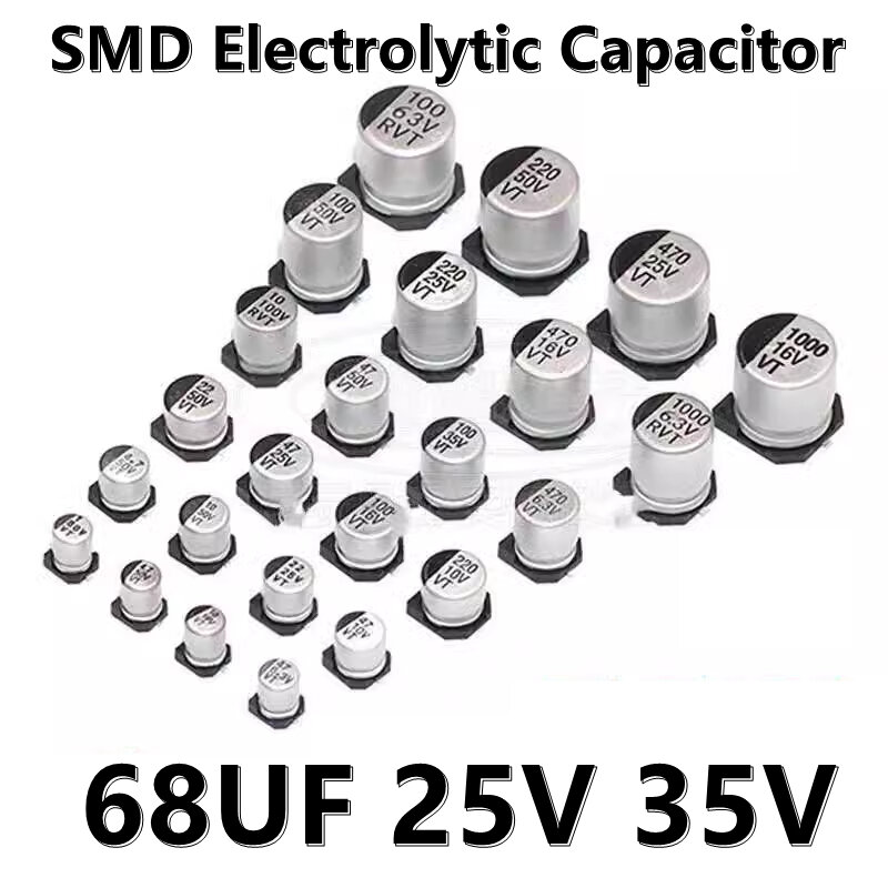 (20pcs) 68UF 25V 35V 6.3*5.4MM 6.3*7.7MM SMD Electrolytic Capacitor