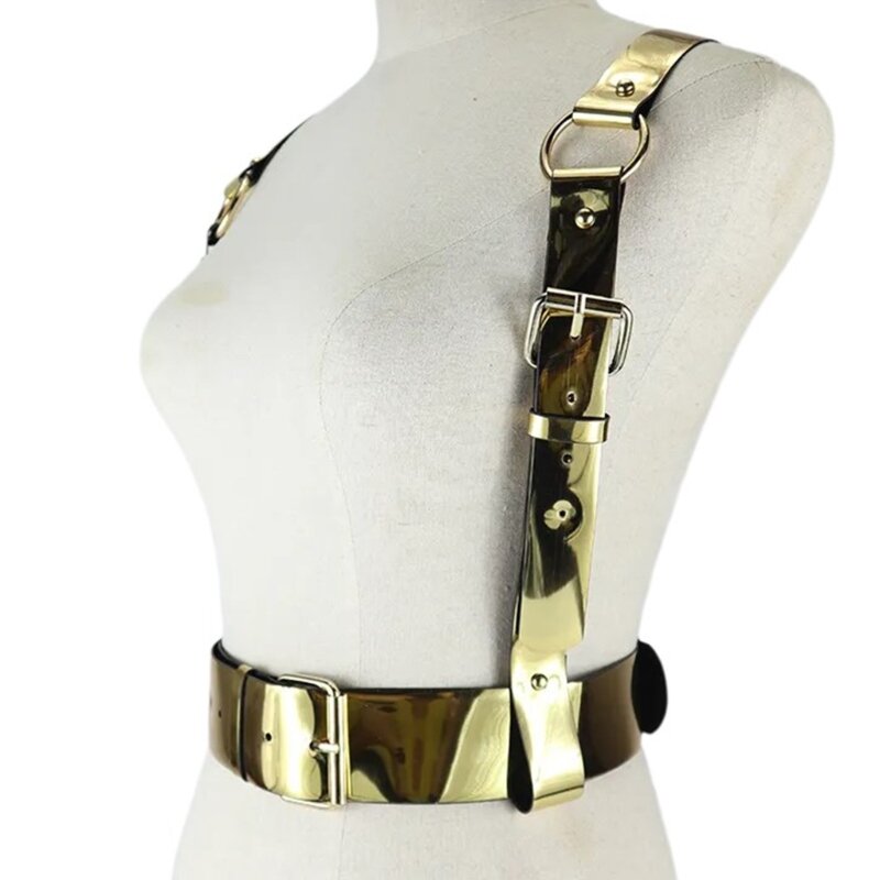 Ceinture taille harnais ceinture en polyuréthane pour femmes Punk Sexy femmes harnais harnais métallique