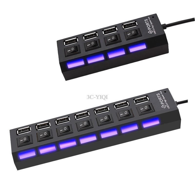 USB HUB to 7 ports with buttons on and off USB 2.0 splitter USB hub for winodws Mac ports hub laptop accessories