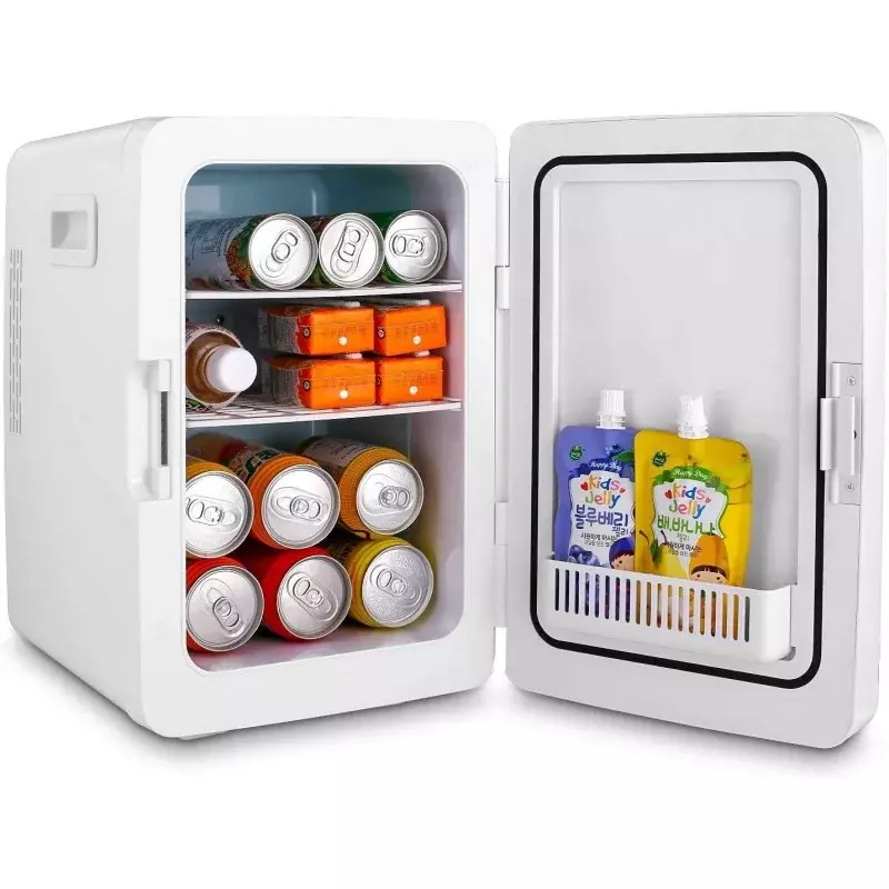 20L Mini lodówka, Mini zamrażarka, kompaktowa chłodnica o dużej pojemności i cieplej z cyfrowym wyświetlaczem termostatu i temperaturą kontrolną,
