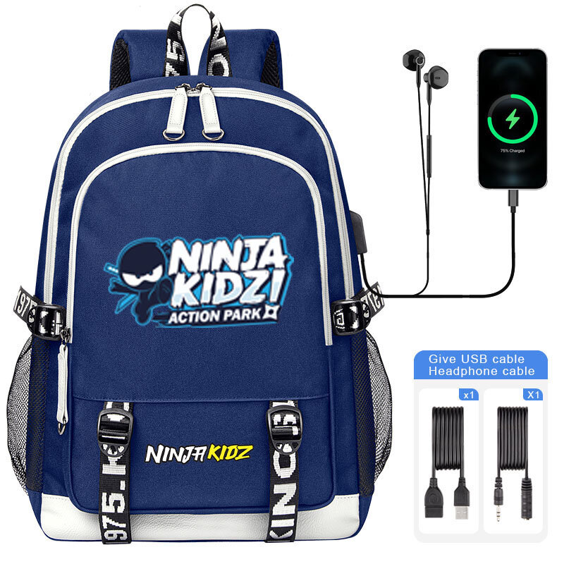 Nieuwe Ninja Kidz Cartoon Jongen Meisje Schooltassen Voor Kinderen Student Rugzak Tiener Usb Opladen Laptop Boek Tas Mochila