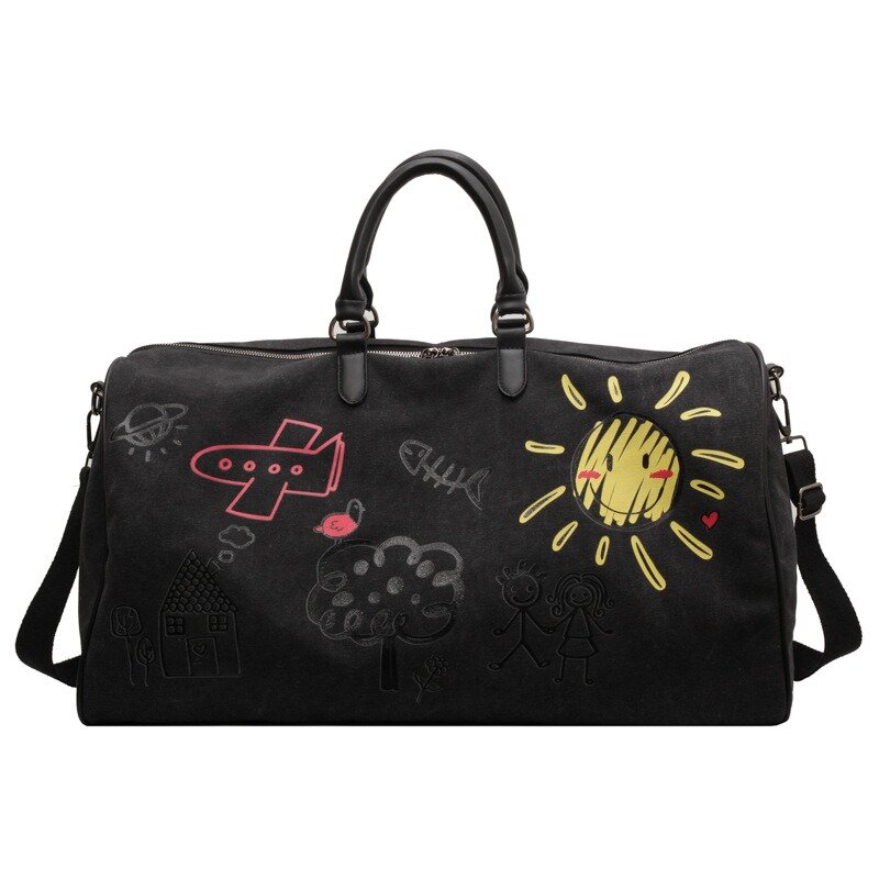 Персонализированная дорожная сумка с граффити, вместительные холщовые дафельные сумочки для выходных, Портативная сумка через плечо