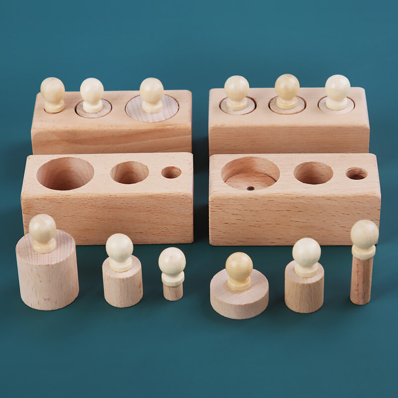 Houten Mini Beuken Socket Cilinder Kinderen Montessori Vroege Onderwijs Speelgoed Bijpassende Hand-Oog Coördinatie Wetenschappelijke Speelgoed