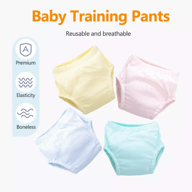 Fraldas reutilizáveis para o bebê recém-nascido, crianças Potty Training Calcinhas, pano de algodão, roupa interior lavável, fraldas ecológicas, calcinha infantil