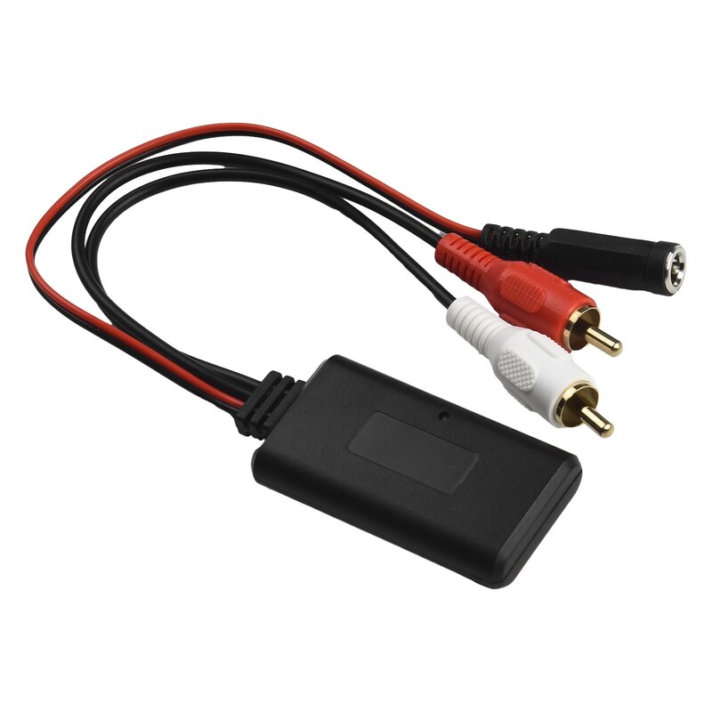 Bluetooth-Compatible Receiver Module 2RCA Interface Practical Black+Red+White Suitable Most Of Vehicle AUX Adapter
