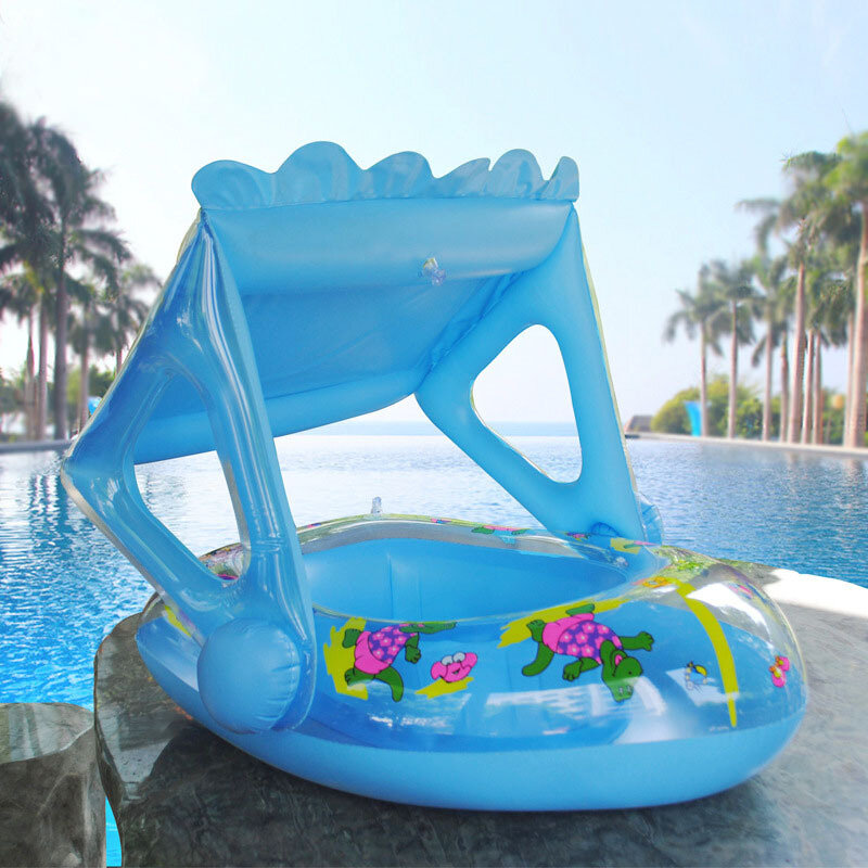Anneau de natation gonflable d'été, bateau pour tout-petits, jouets d'entraînement à la natation, siège d'eau de piscine pour enfants avec auvent