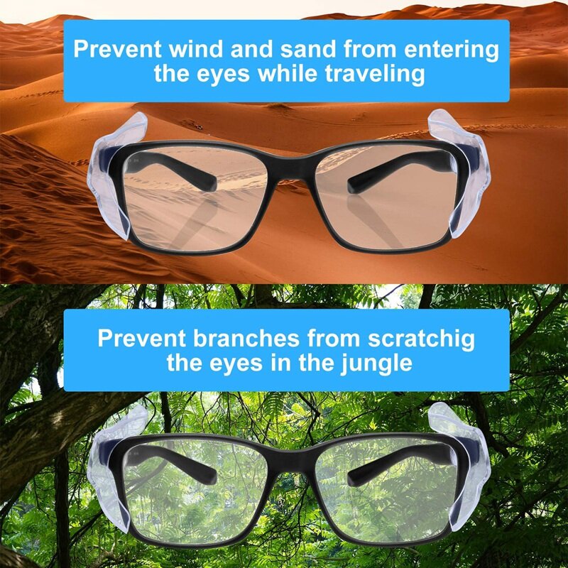 Защитные очки для глаз, прозрачные гибкие защитные очки без застежек, с боковым скольжением, подходят для очков малого и среднего размера, 8 пар
