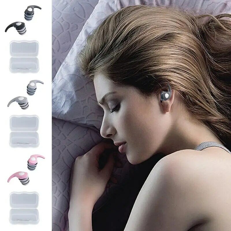 Tapones para los oídos de Gel de silicona para dormir, tapones para los oídos con funda, cómodos, reducción de ruido, 25Db