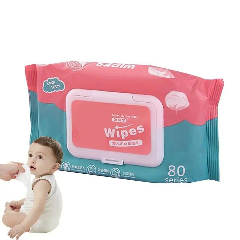 Hand Wipes For Kids 80pcs Soft Hand And Mouth Wipes For Kids Purified Water Wipes Wet Pads Skin-Friendly For Road Trip Playing