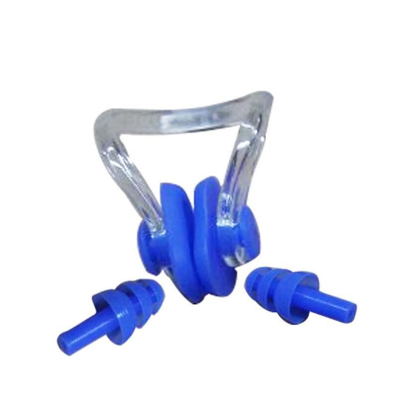 Macio natação tampões de ouvido nariz clipe conjunto à prova dwaterproof água silicone natação macio equipamento proteção para surf mergulho natação suprimentos