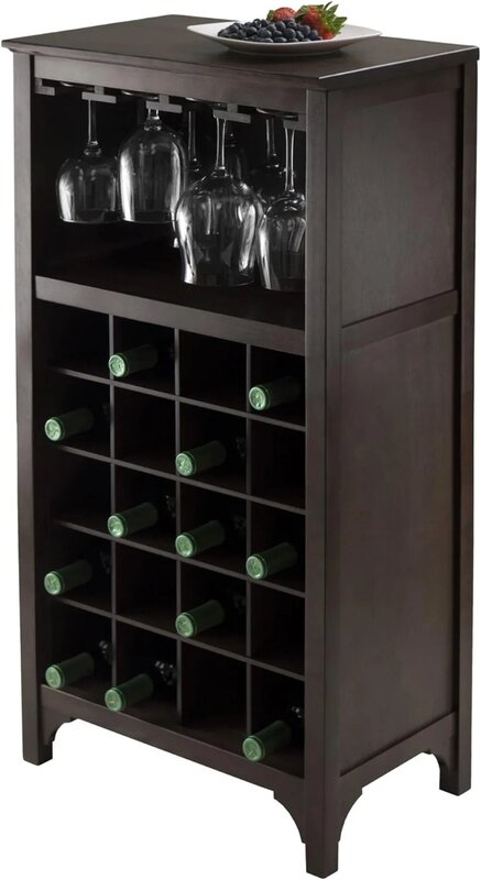 37,52 дюйма x 19,09 дюйма x 12,6 дюйма, 20-бутылочный модульный винный шкаф со стеклянной стойкой, искусственный (92729)