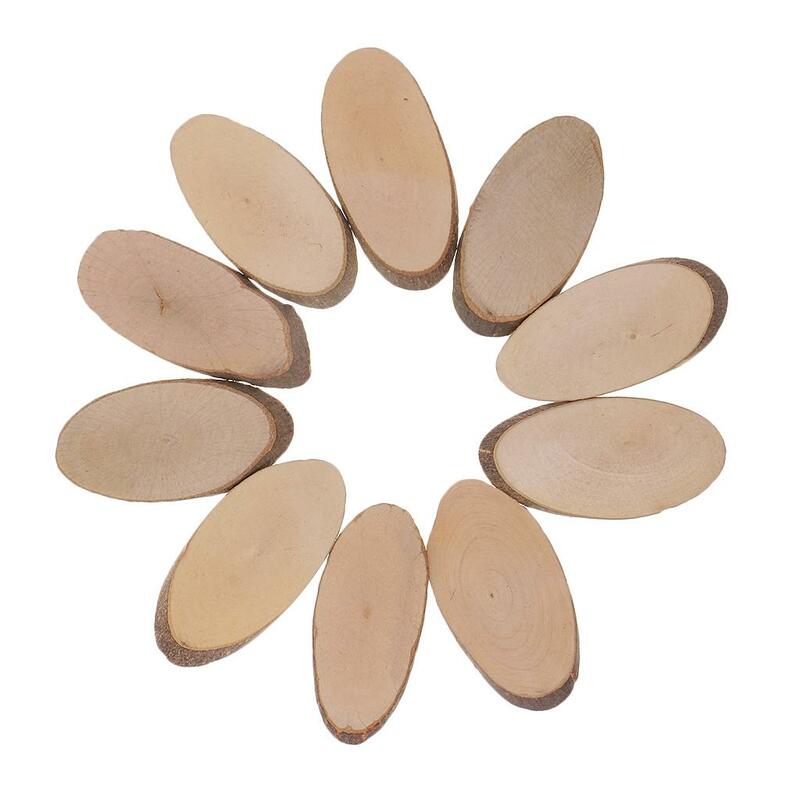 10 Pieces Oval Natural Tree Wood Slices for Rustic Wedding Home Decorations