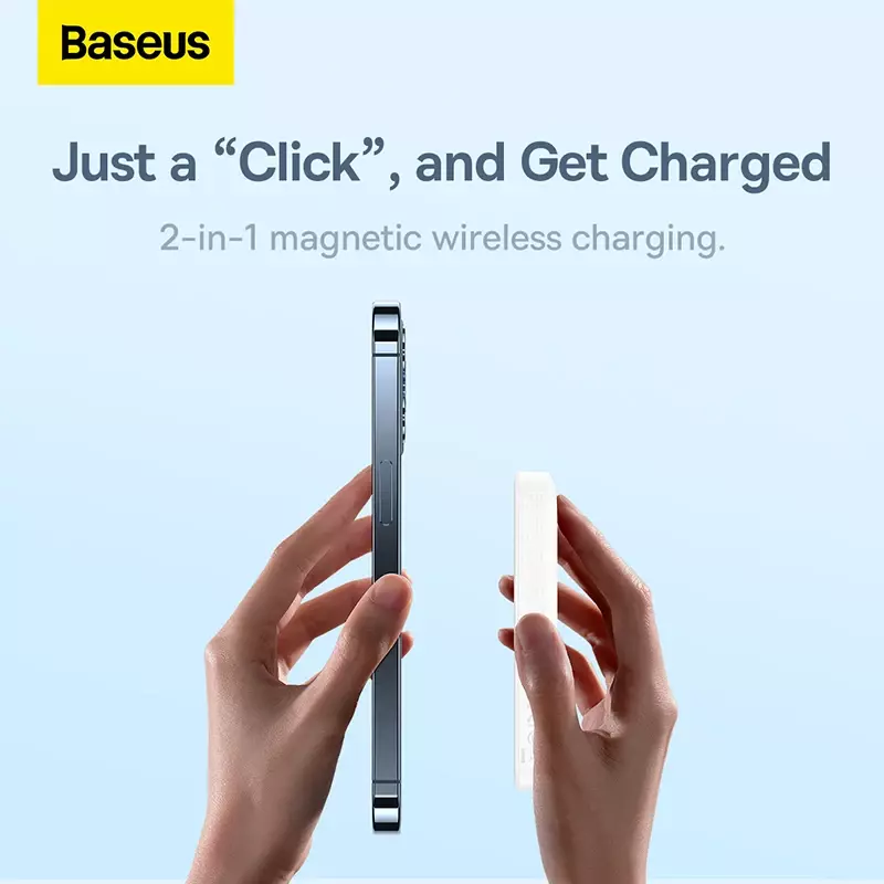Baseus-Banco de Potência Magnética, Bateria Externa Sem Fios, Powerbank Magsafe, Carregador Portátil para iPhone 14, 13, 12 Mini Pro, 20W, 6000mAh
