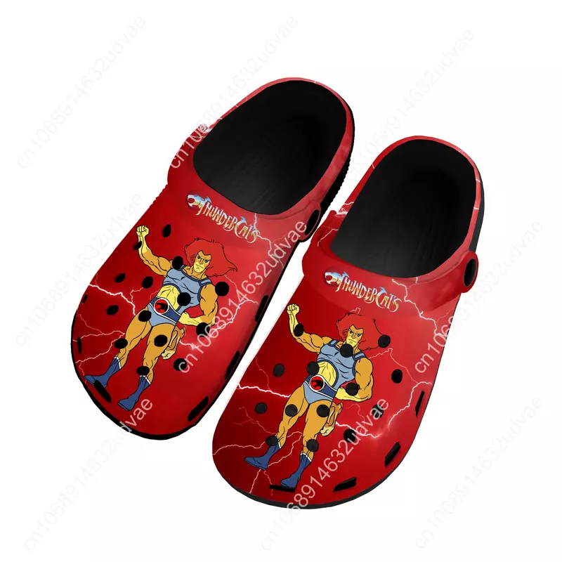 Thundercats รองเท้าชายหาดมีรูระบายอากาศระบายอากาศได้ดี, ผู้ชายผู้หญิงรองเท้าสำหรับวัยรุ่นใส่ในบ้านลายการ์ตูนสีแดง