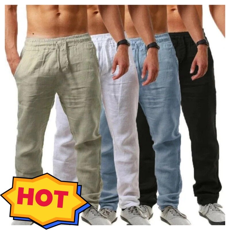 2024 New Summer Fashion Men's Casual Pants Elastic Waist Pants Jogging Pants Thin Breathable