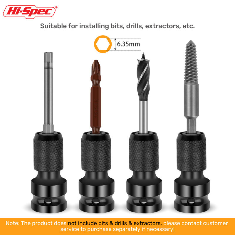 Hi-Spec Impact Wrench Socket Adapter, 1/2 Quadrado a 1/4 Catraca Hex, Spanner Set, Drive Converter, Ferramenta de Liberação Rápida, 50mm