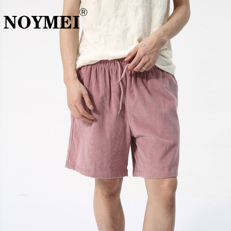 NOYMEI Fashionable 2024 Summer New Solid Color Simple Men's Straight Shorts Loose Casual All-match Tempertment Pants Pink WA4406
