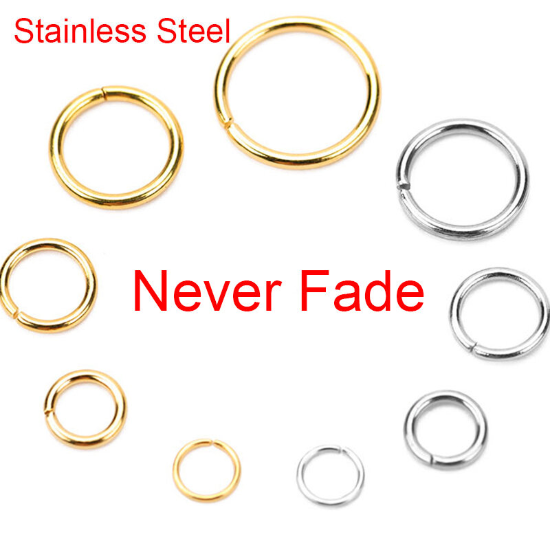 100pcs anelli di salto aperti in acciaio inossidabile lotto 3 4 5 6 7 8 10 mm anelli divisi connettori terminali per collana braccialetto creazione di gioielli fai da te