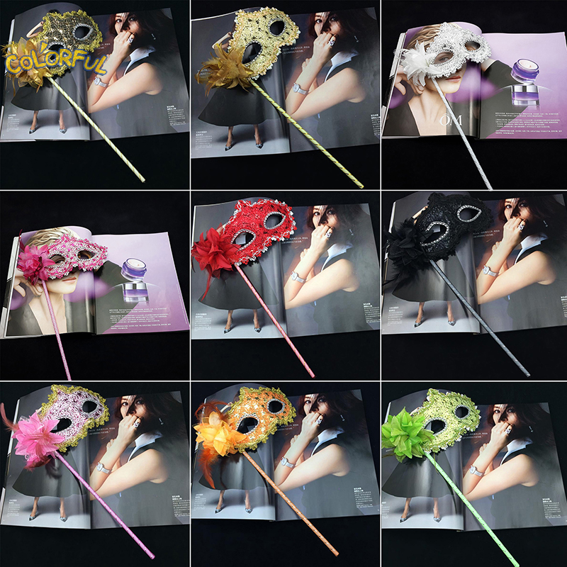 Цветочная ручная маска для женщин, девушек, венецианских принцесс, маскарадные маски на палочке, искусственное украшение