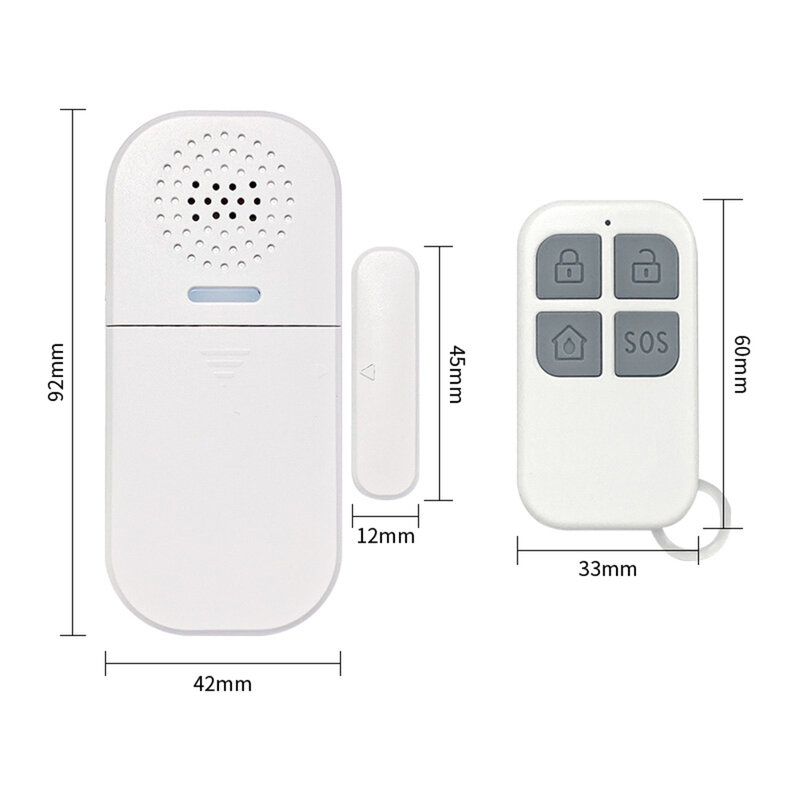 Remote Controlled Door Sensor, Wireless, Window Induction Detector, Volume ajustável, Lembrete de luz LED