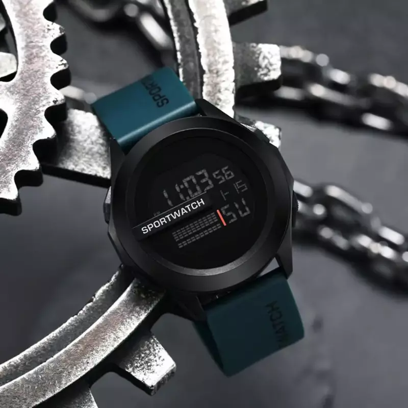 Часы наручные мужские цифровые, спортивные с секундомером, светящиеся водонепроницаемые в стиле милитари, с датой и неделей