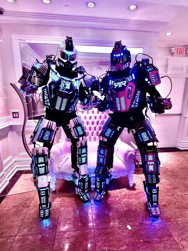 LMD Mega-Échasses en Plastique Marcheur Traje de Robot, Costume LED avec Batterie, Accessoires de Performance d'Événement Kryoman, Livraison Gratuite