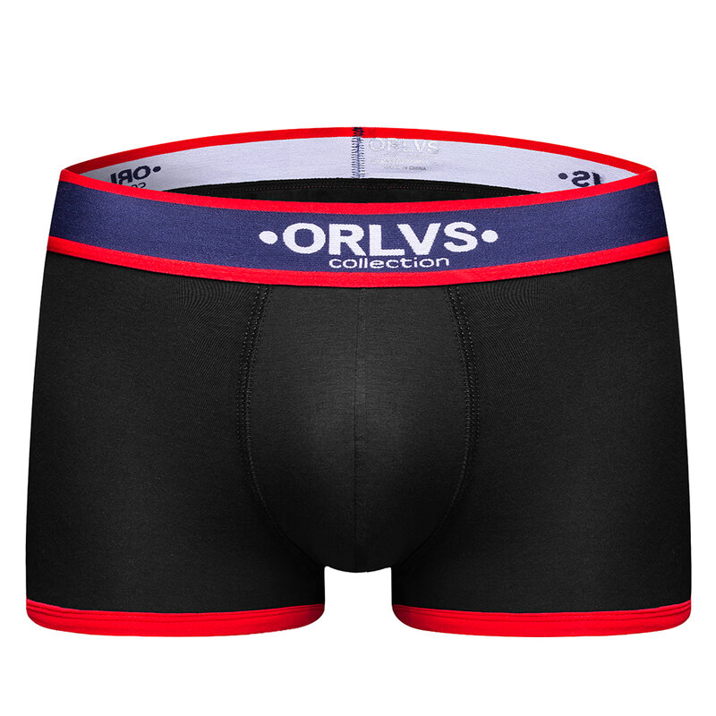 ORLVS – Boxer respirant en coton pour hommes, sous-vêtements de marque, culotte courte Sexy, caleçon masculin, caleçon souple
