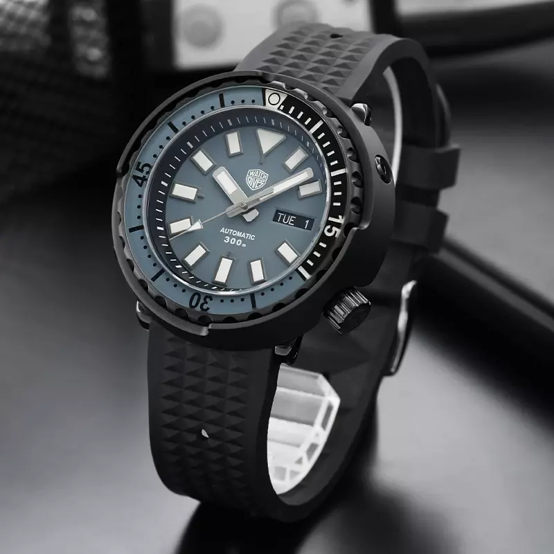 Watchdives นาฬิกาข้อมือ tuna นาฬิกาดำน้ำอัตโนมัติ NH36เคลื่อนไหวอัตโนมัติตัวเรือนสแตนเลสเคลือบ PVD นาฬิกาข้อมือคริสตัลแซฟไฟร์