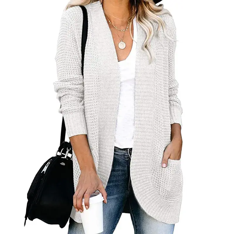 女性用の大きなポケットセーター,外国貿易,秋冬用にカスタマイズされたカーディガン