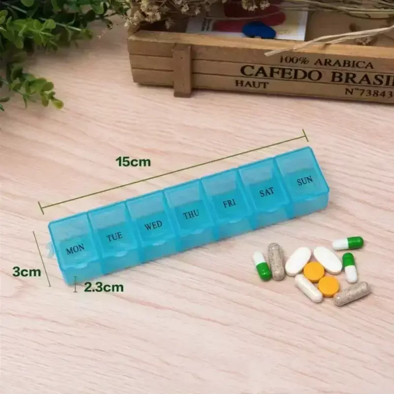 Portable 7 Day Pill Box Organizer Travel Pill Box Pill Storage Compartment Box Medicine Tablet Holder PillSplitter